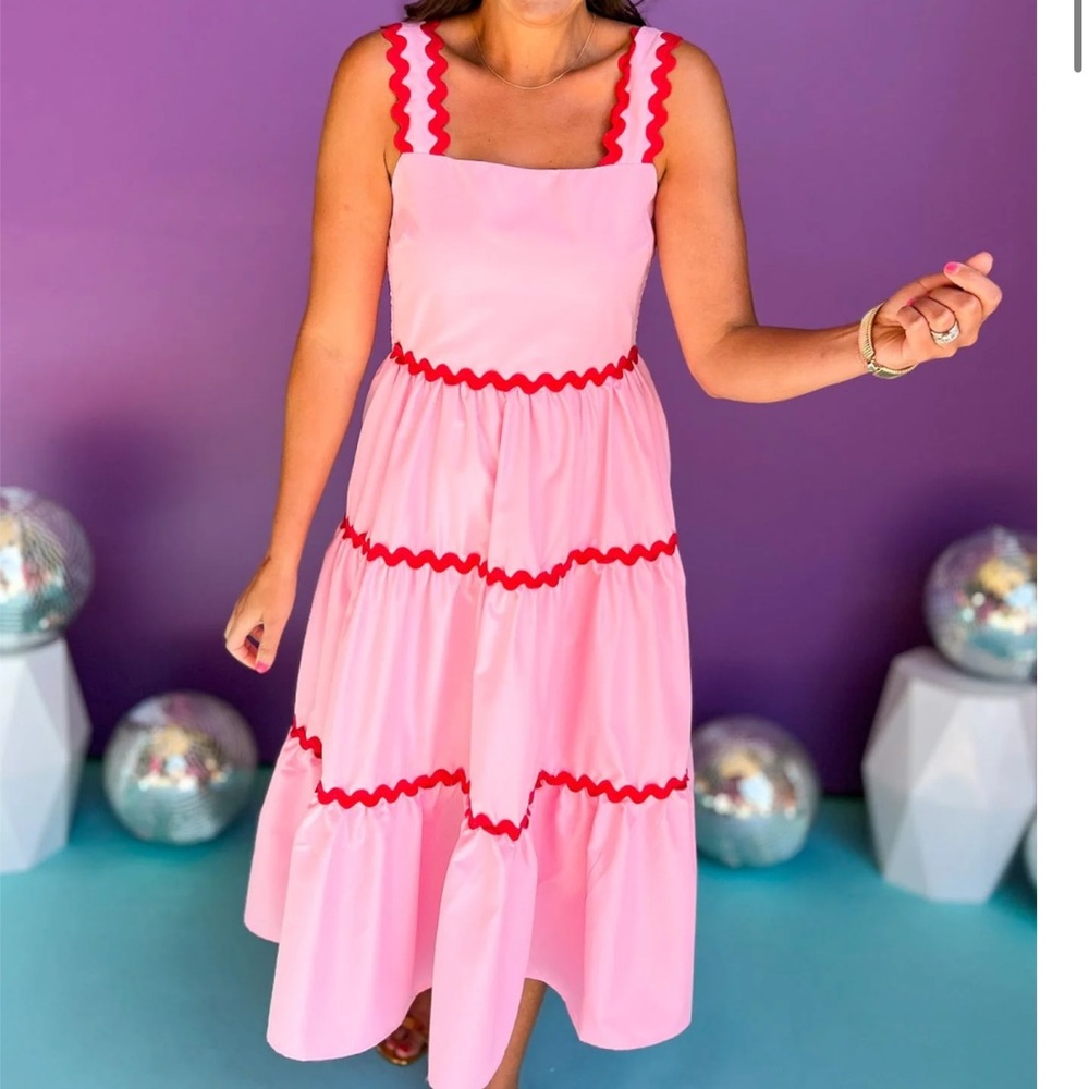 Pink and red maxi dress